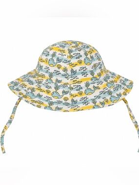 Whale Print Sun Hat for Kids - Yellow & Blue